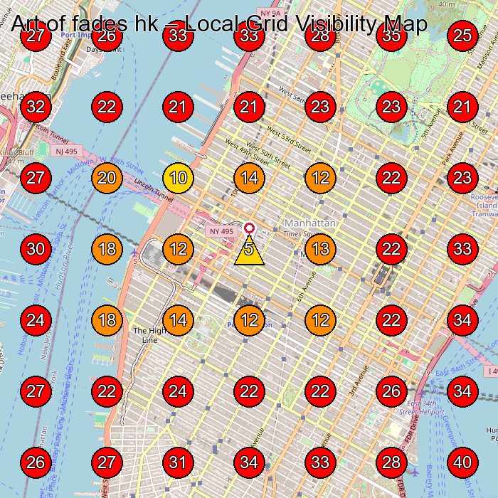 Art of fades hk GeoGrid visibility map for Barber Shop in New York